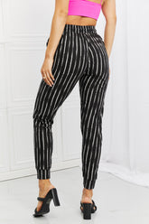 Leggings Depot Full-Size Striped Joggers with Pockets & Drawstring